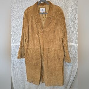 JL Studio, Jessica London, Vintage Brown Leather Trench Coat, Womens 22W